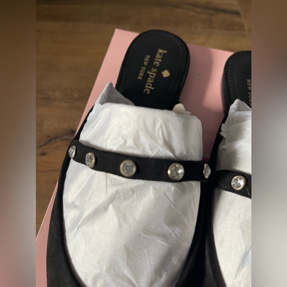 KATE SPADE-NWT/Box Black Suede & Rhinestone Mary Janes - Picture 14 of 15
